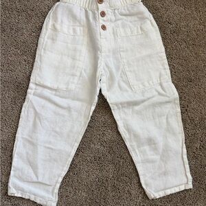 Zara Kids white Linen Trousers